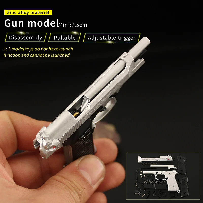 Metal Beretta Keychain Mini 7.5cm Cartridge Clip Bullet Removable Assemble Pistol Realistic Exquisite Beretta