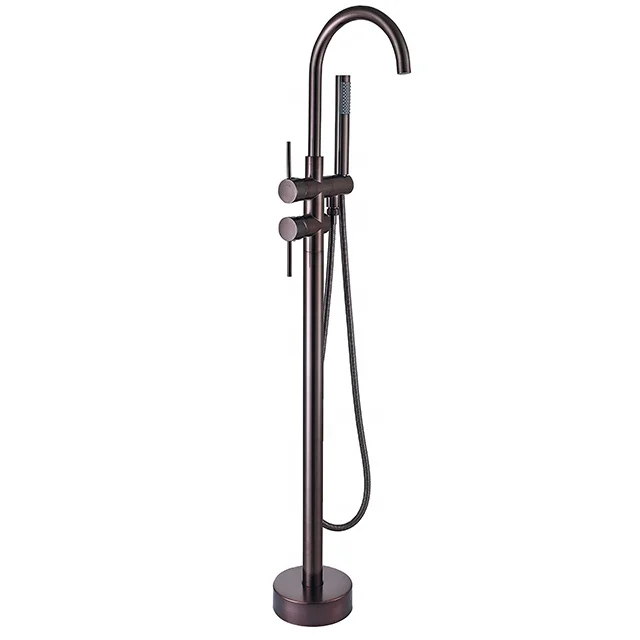 Chrome plated Bathroom Free standing Bathtub Faucet Floor stand waterfall shower mixer