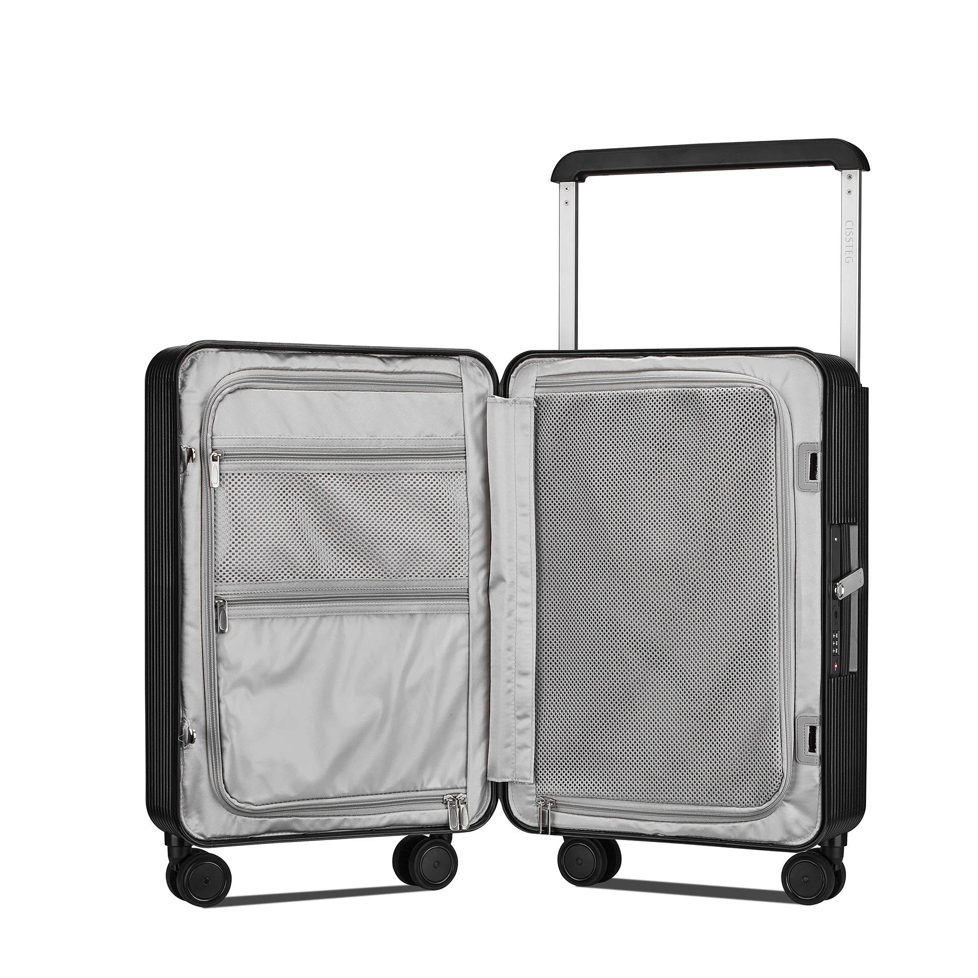 Premium Wide Trolley Luggage Airline Approved Carry on Suitcase 20 inch PP Aluminum Frame Baggage with TSA Lock