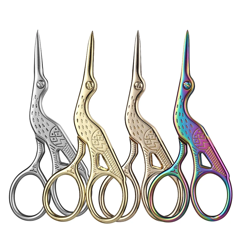 Private Label Custom Logo Sharp stainless steel stork scissors small embroidery scissors Curved Eyelash Scissors