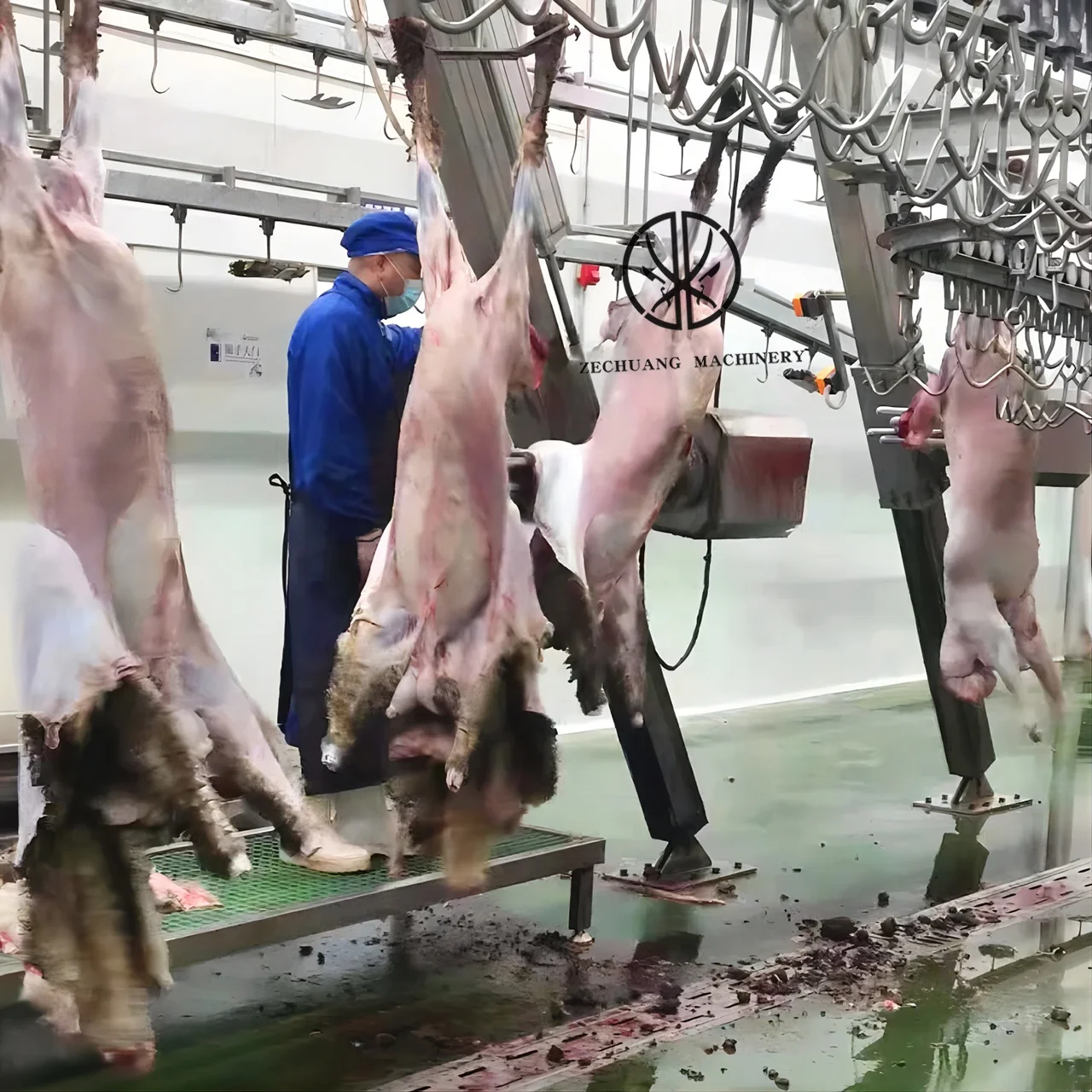 Mutton Butcher Meat Process Slaughter Line Carcass Conveyor For Pre-Stripping Full Anatomical Conveyor Line Sheep Slaughterhouse