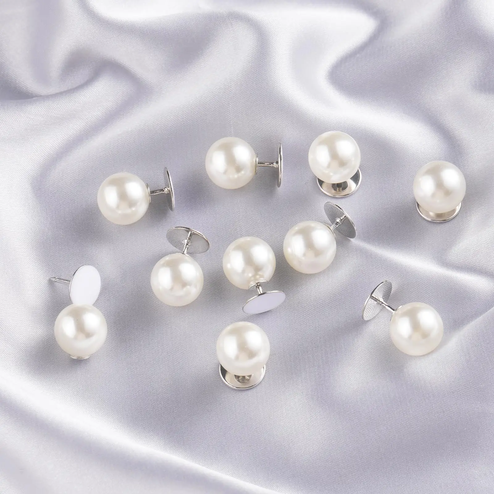 2024  No Sew Buttons Pearl Brooch Pins Fixed Pins No Tool Removable Reusable for Shirt Blouse Dress Sweater Shawl