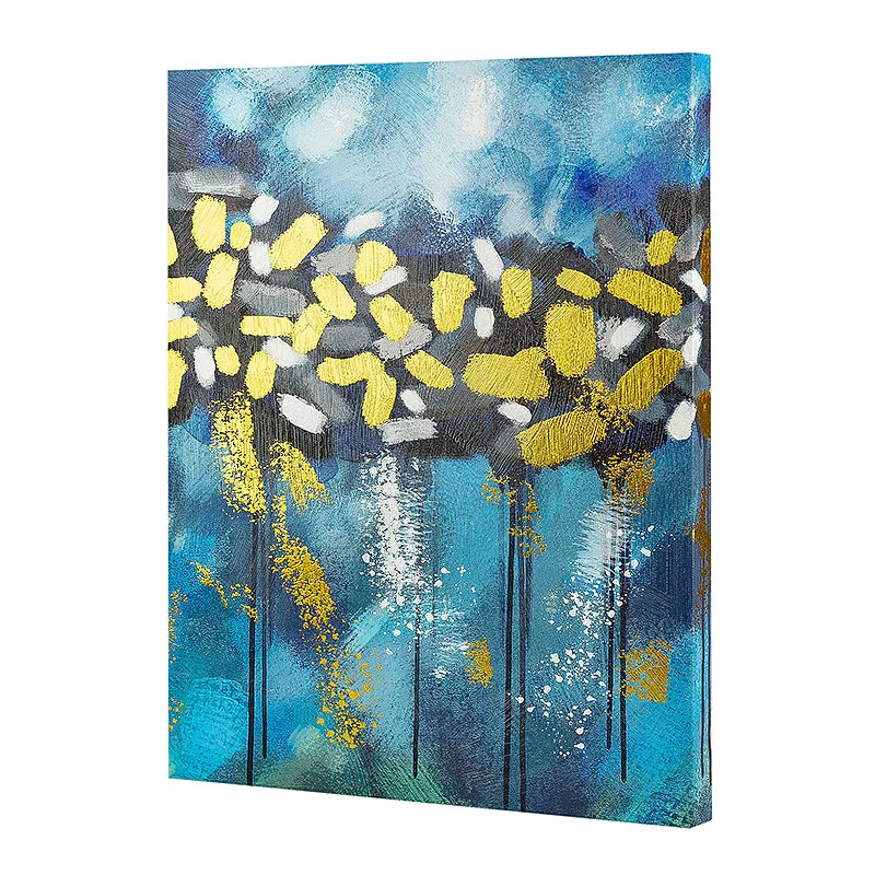 Abstract Painting Canvas Wall Art Modern with Gold Foil for Office & Bedroom