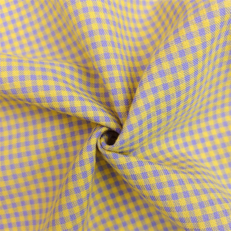 stock Cheap fashion girls dresses fabric polyester cotton blending Yarn dyed lattice clothing check Dress fabric for garment