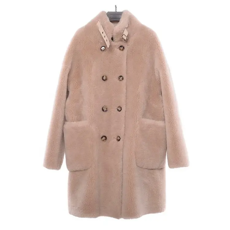 Jtfur Latest Luxury Autumn Winter Sheepskin Leather Fur Shearling Coat Women Jacket Fur Coats for Woman