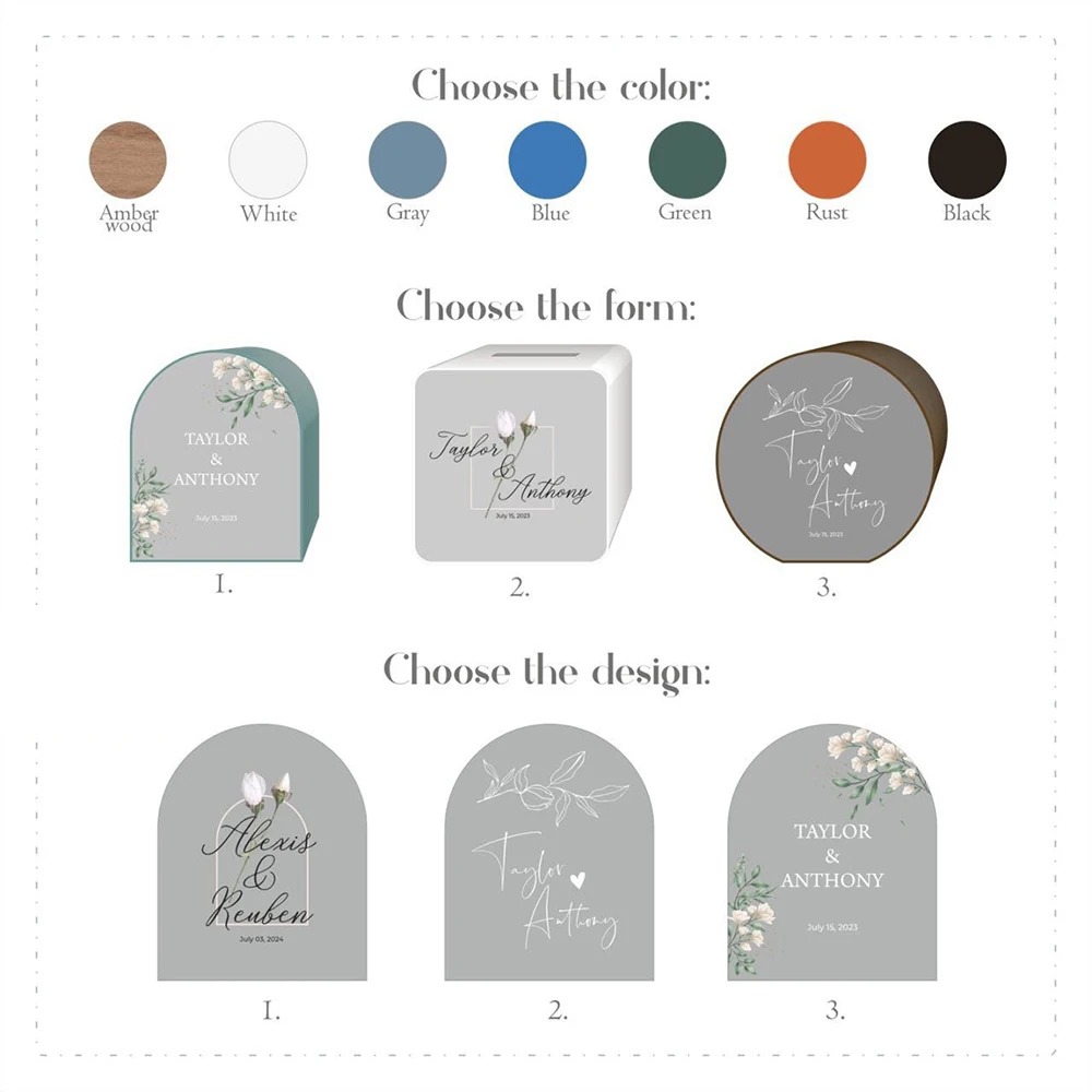 Personalized Wooden Card Box for Weddings Acrylic Glass Printed Memory Box for Cards Gifts Couple Place Cards Table Numbers