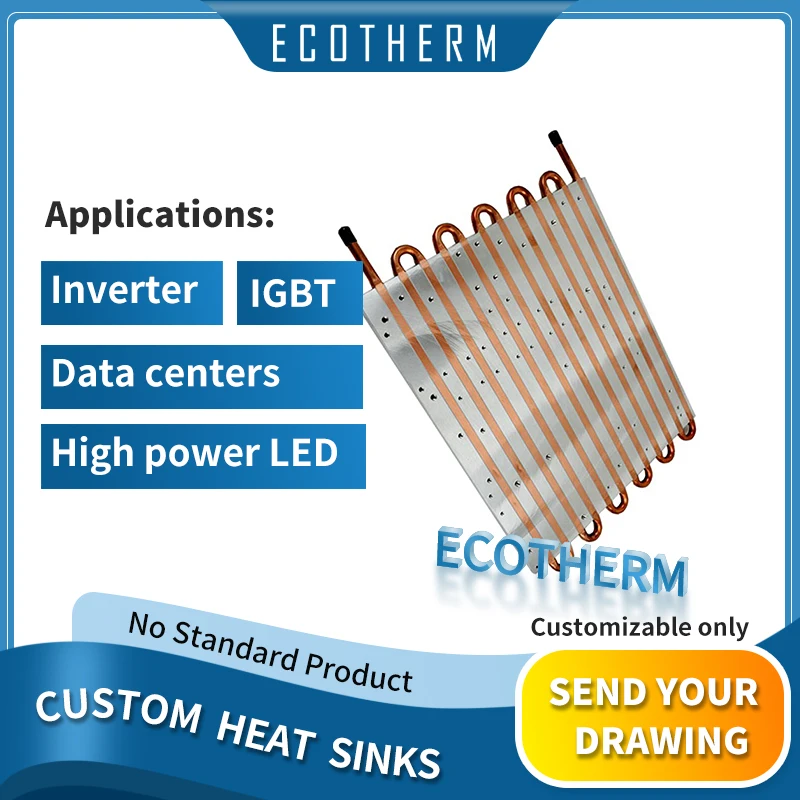 Custom high power laige air cooler water cooling heat sink aluminum water cooling plate with cooper tubes