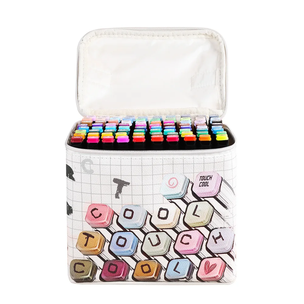 Marker pen set leather bag student hand-painted 60colors marker pen office supplies