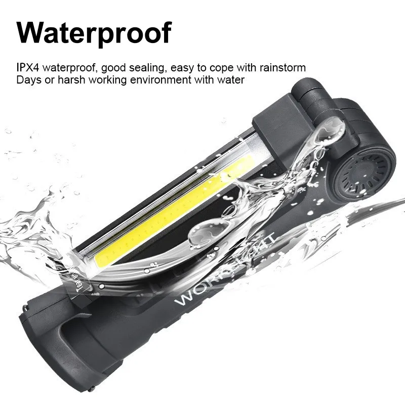 LED Work Light Foldable Charging Magnet Outdoor Auto Flashlight With Hook COB Multifunctional Car Maintenance Light
