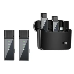 Professional 1 Drag 2 Mini Radio Mic S16 charging display wireless noise reduction microphone for ios and android
