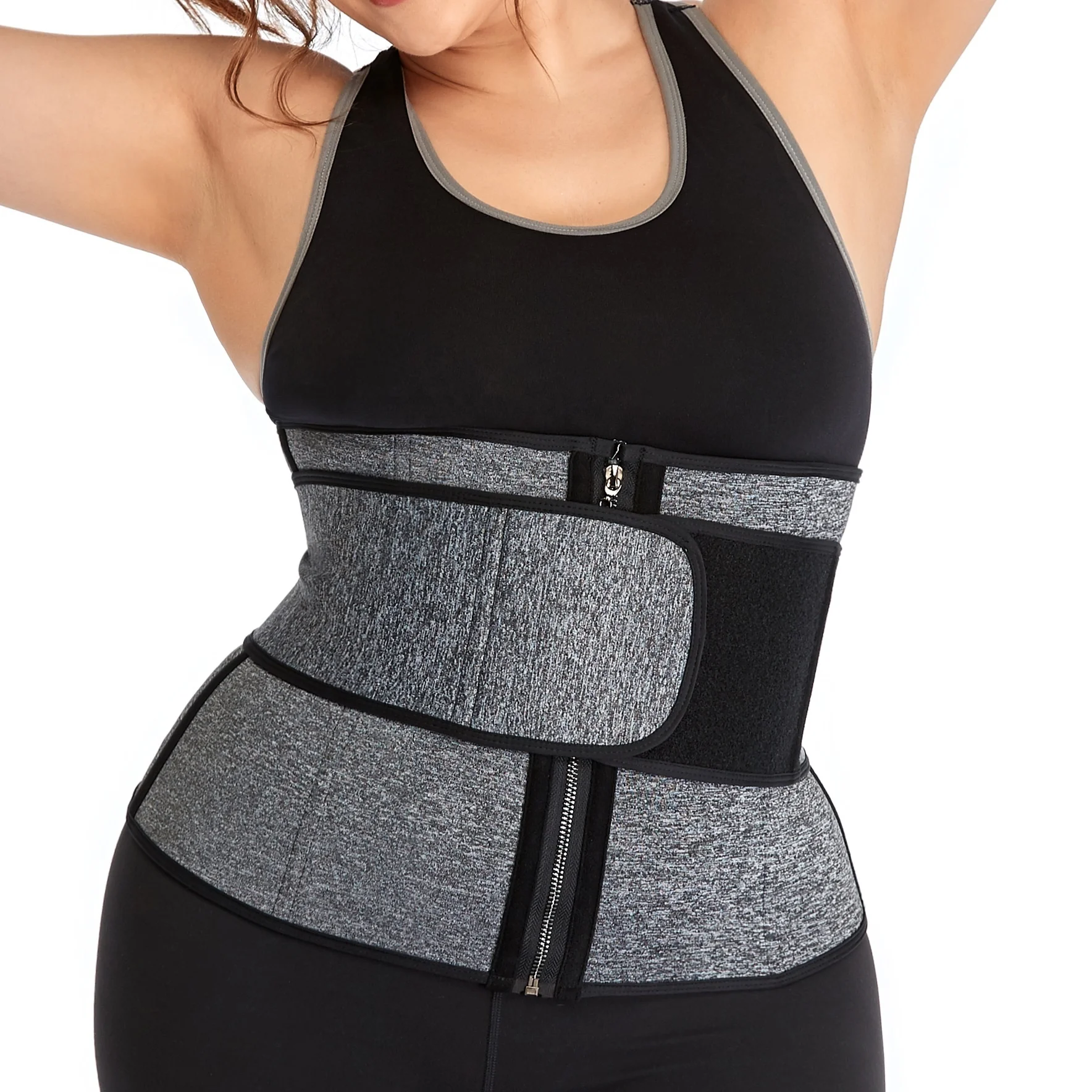 
RTS Grey Single Band Women Body Shaper Exercise Sports Tummy Control Slimming Girdle Trainer Neoprene Trimmer Waist Sweat Belt 