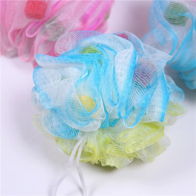 2022 hotselling tri-color nylon mesh sponge loofah bath puff shower ball  bath  sponge