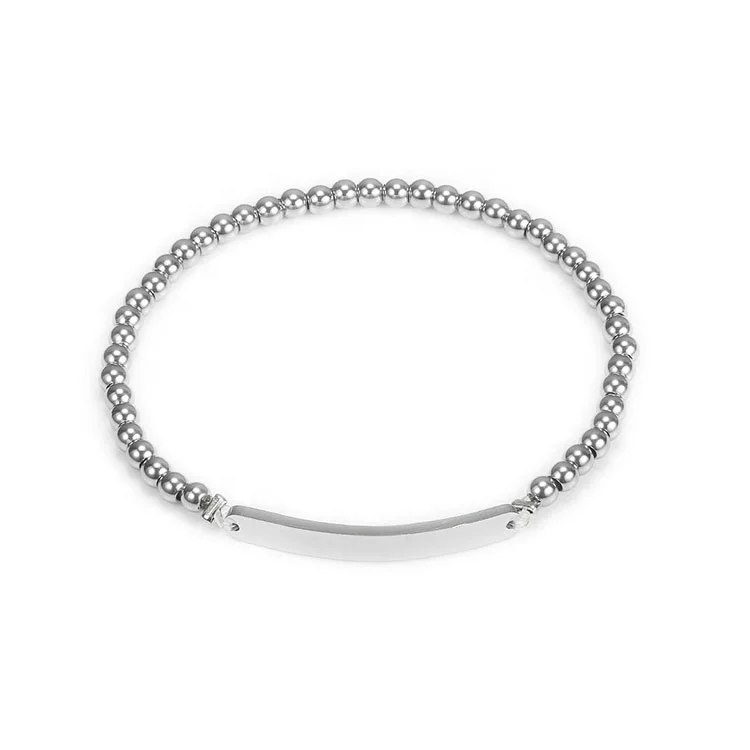 Hot Selling wholesale Quality Waterproof Stainless Steel Blank Engraving Bead Bracelet for Personalized