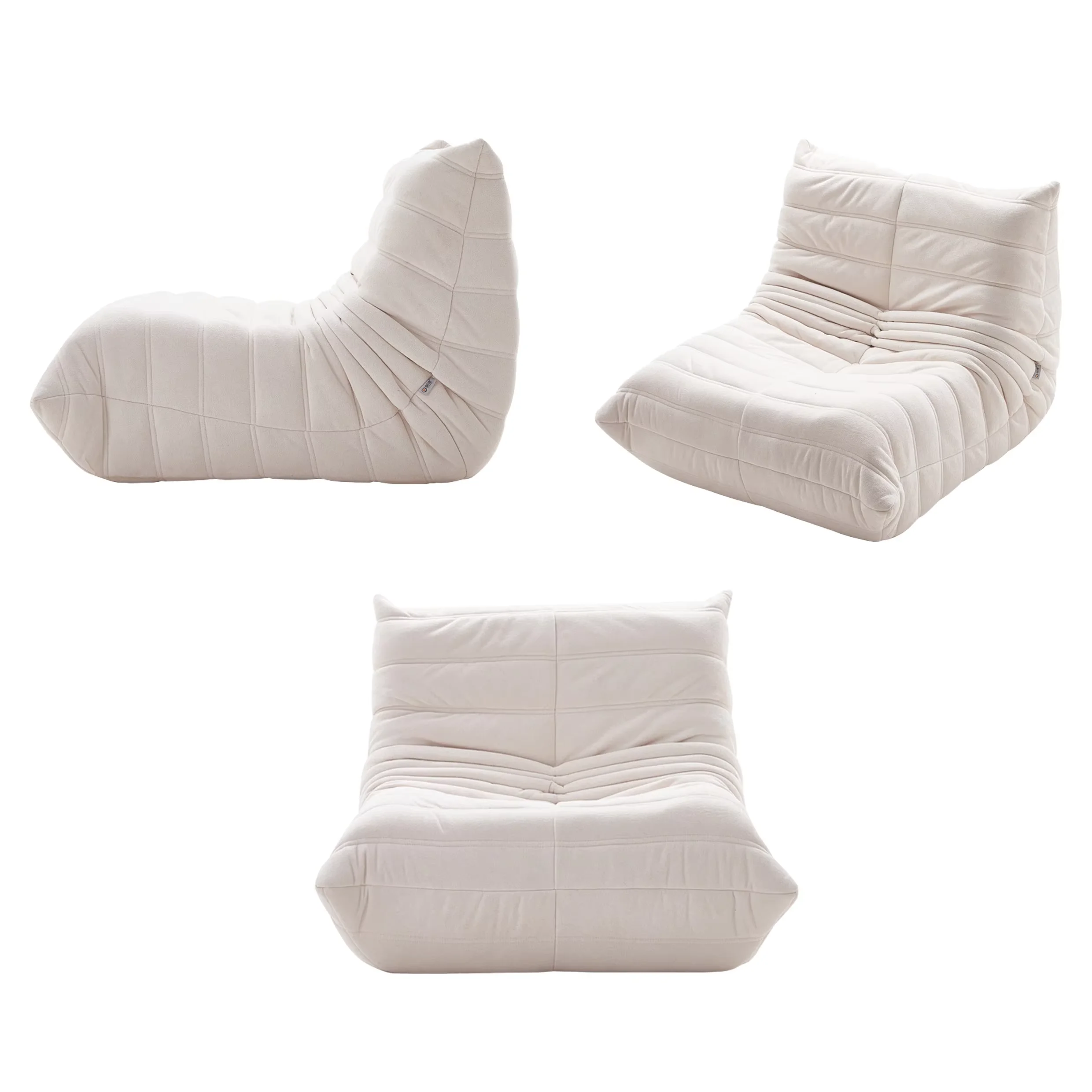 Contemporary Chesterfield Extendable Reclining Sofa Set Compressed Fabric for Living Room or Apartment