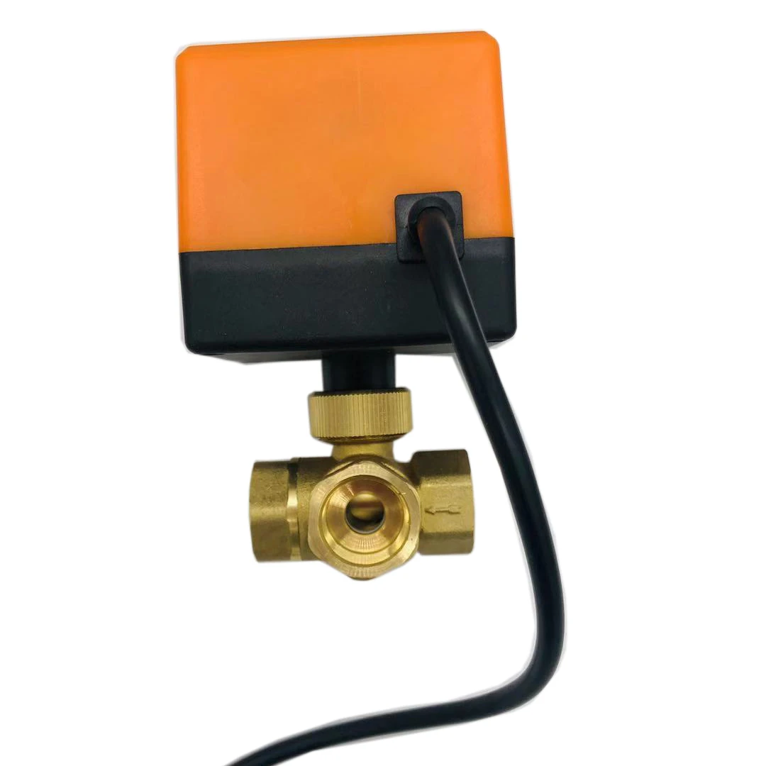 China Factory DN15 1.5 Inch 3-Way Electric Motor Operated Water Flow Control Brass Ball Valve