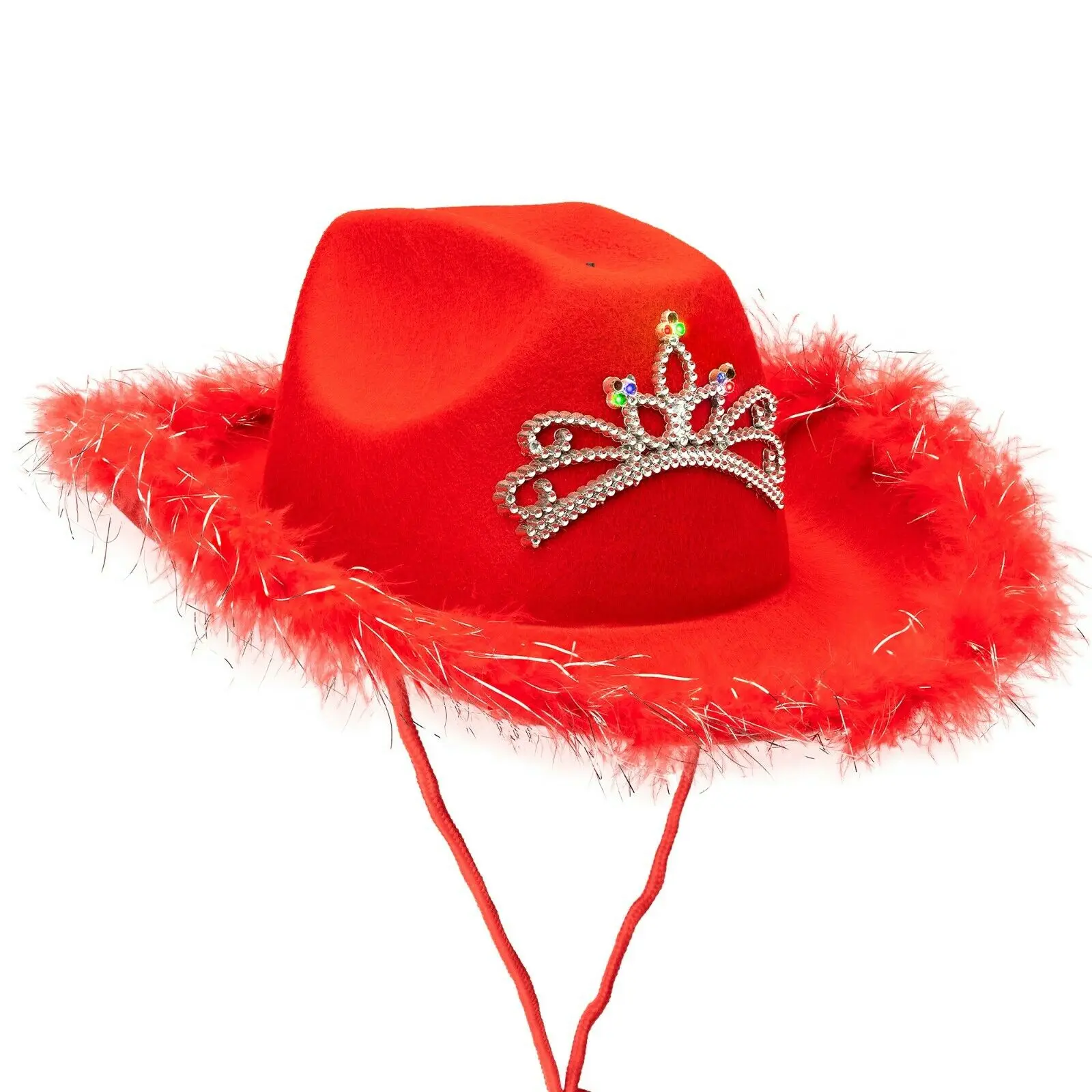 Ковбойская шляпа для взрослых с тиарой и перьями, шляпа Cowgirl с короной