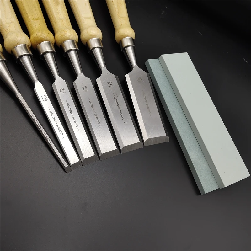 Набор резцов из хромованадиевой стали с деревянной ручкой для деревообработки