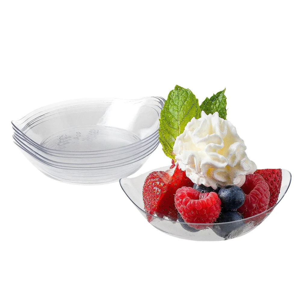Wholesale Mini Dessert Plates Ice Cream Cups Appetizer Tray Clear Disposable Plates for Cakes Desserts Appetizers Snacks Tasting