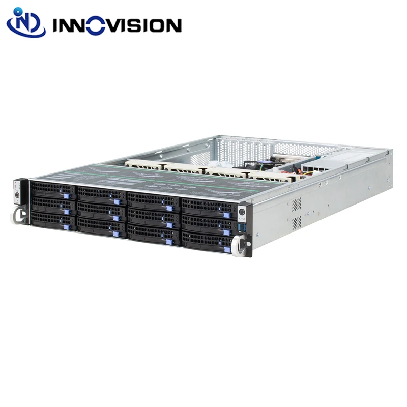 
Upscale 2U 12bays rack server Chassis L560MM with 12GB mini HD attached hotswap backplane 
