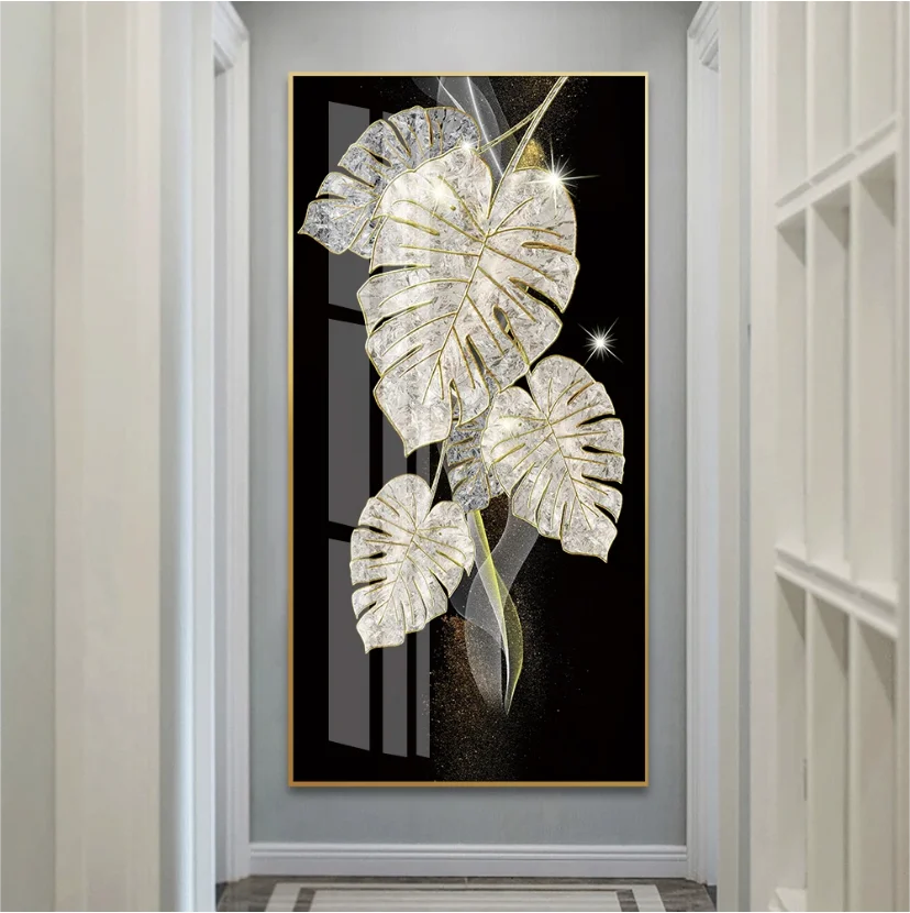 Custom Made Abstract Painting Black Gold Rose Butterfly Crystal Porcelain Living Room Bedroom Decoration Wall Art