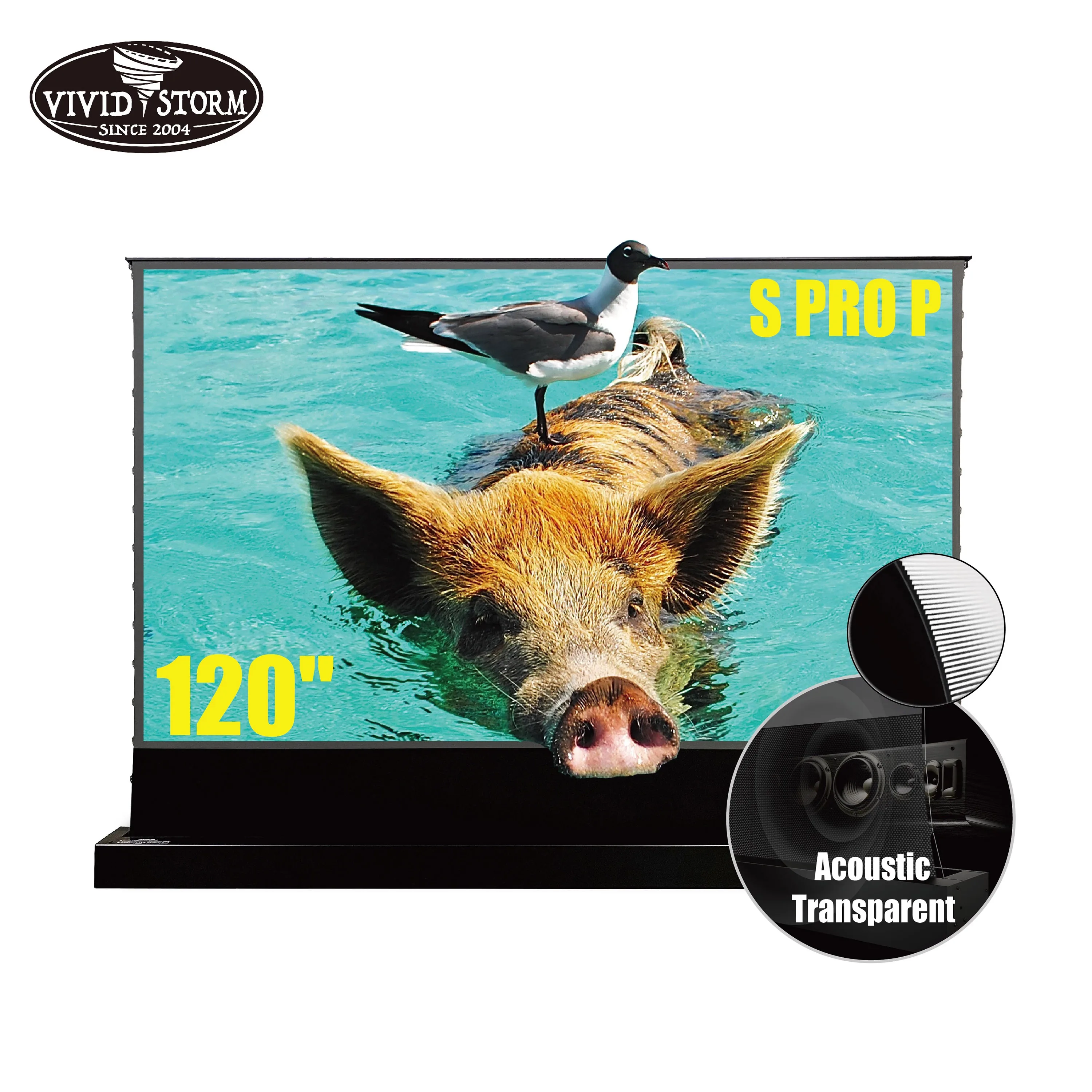 S PRO P 120 дюймов акустически прозрачный напольный экран 4k лазерный ТВ Портативный проектор для кинотеатра ALR VIVIDSTORM