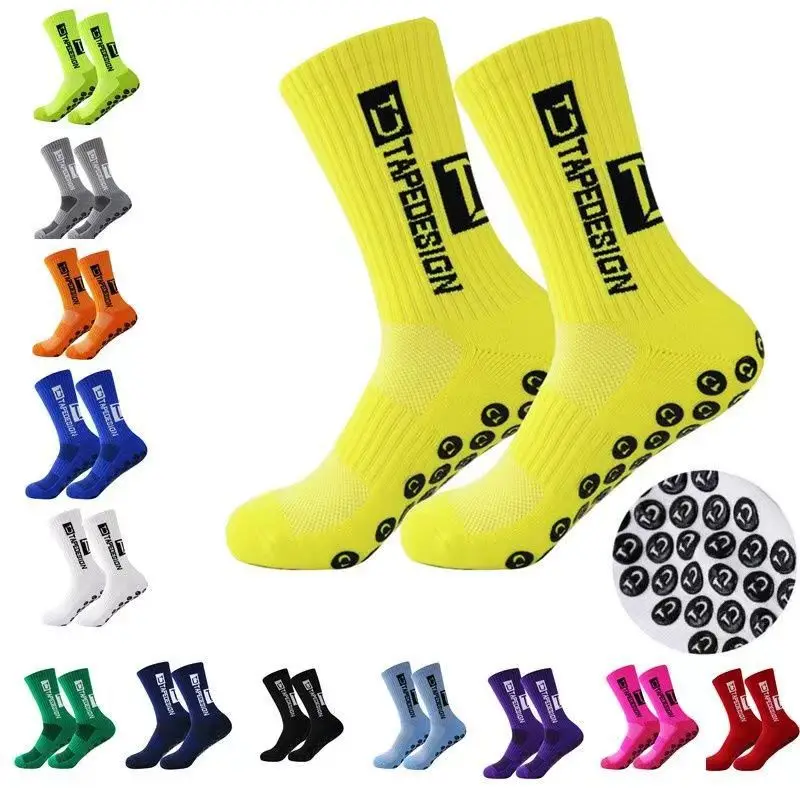 Wholesale High Quality Anti Slip Crew Sports Socks Football Basketball Custom LOGO Grip Strip Tube Soccer Socks