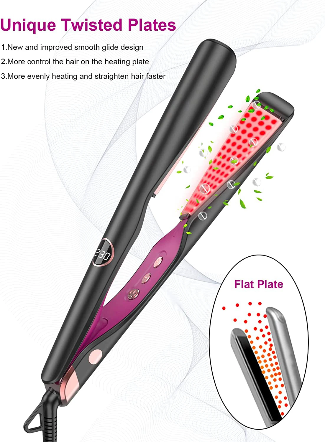Ready Stock Twist Flat Iron Curling Iron 1 Inch Dual Voltage Hair Straightener and Curler 2 in 1 for Curl Wave Straightening