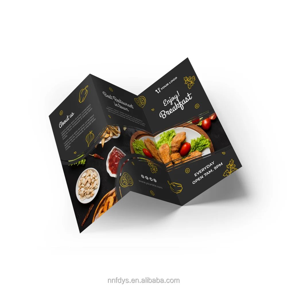 Customized Restaurant Take Out Menu Printed Flyer Trifold Brochure Advertising Leaflet Takeout Menu Printing