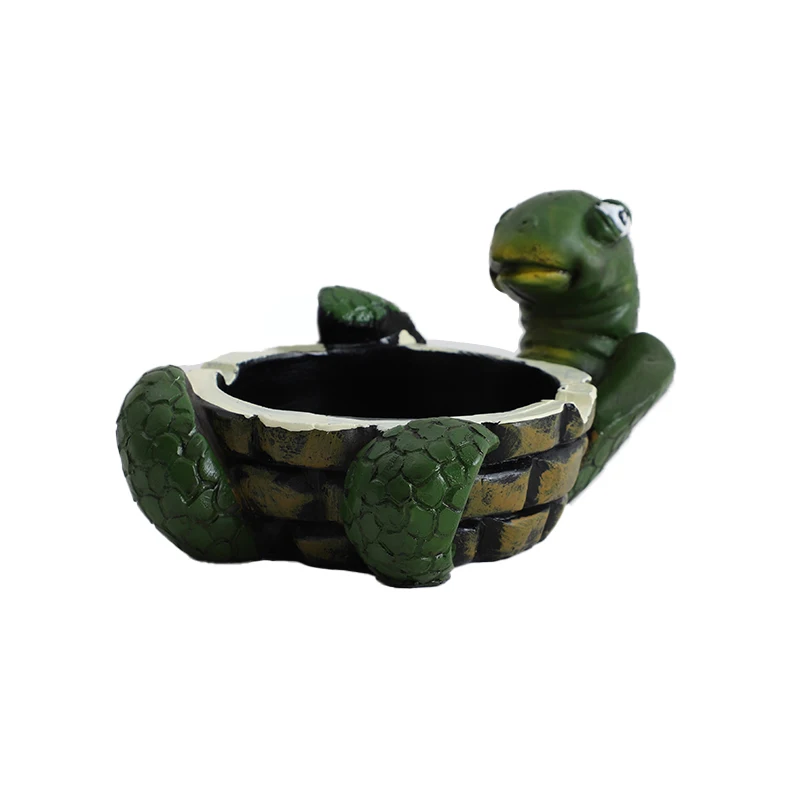New Design 5.5 inch Green Turtle Resin Ashtray Smoking Accessory Cigar Ashtray with White Box