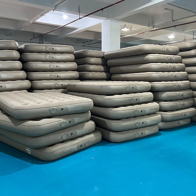 downy flocking double air mattress USB-C rechargeable pump portable inflatable airbed for camping home tent indoor outdoor