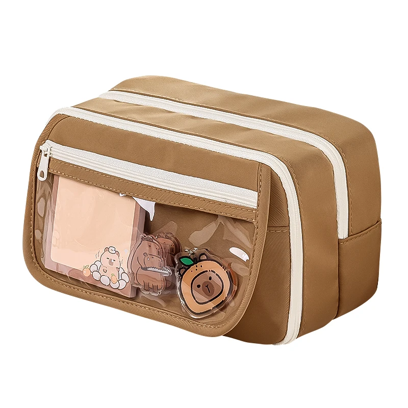 cute nine layers ultra- large capacity  pen bags containers with a  transparent partition bag  women cosmetics holder  pouch