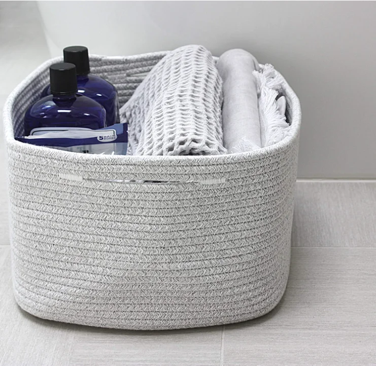 2021 High quality  round eco-friendly customized large cotton rope storage basket for home storage basket