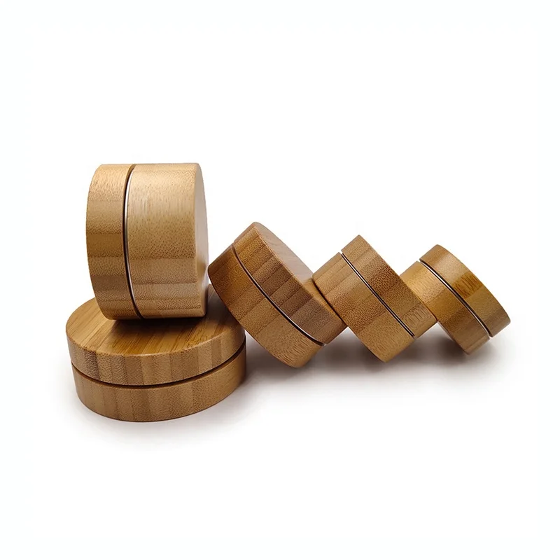 Лидер продаж, контейнер для воска в форме свечи 10 г, 25 г, 30 г, 50 г, 60 г, 80 г, 100 г, Бамбуковая косметическая упаковка, банка для крема для лица с алюминиевой внутренней крышкой