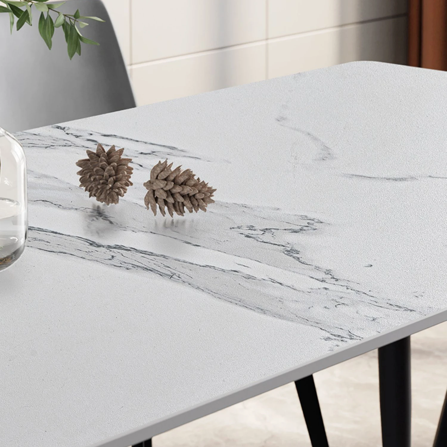 Marble Top Dining Table And Chairs Metal Modern Luxury Dinning Room Furniture New Household Rectangular Marble Dining Tables Set