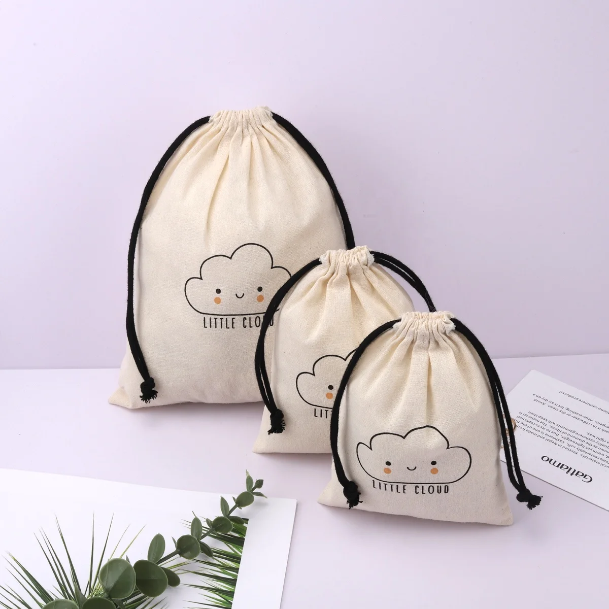 Экологичный органический маленький хлопковый Подарочный упаковочный пакет на шнурке, мешочек для ювелирных изделий, муслиновый хлопковый мешочек индивидуального размера