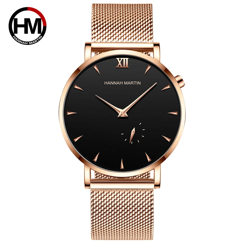 Hannah Martin Watch Factory New Design Custom Japan Quartz Stainless Steel Back Water Resistant waterproof Wrist Watch for Men