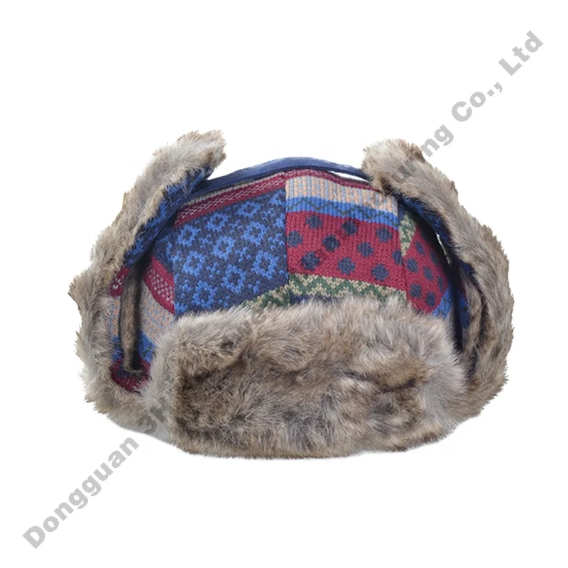 Wholesale Adjustable Trapper Bomber Hat for Unisex Warm Winter Ear Flaps Caps Custom Faux Fur Trapper Hats