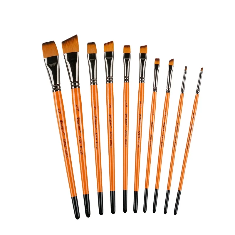 Giorgione Nylon Hair Wood Handle Copper Ferrule Artist Painting Brush Set