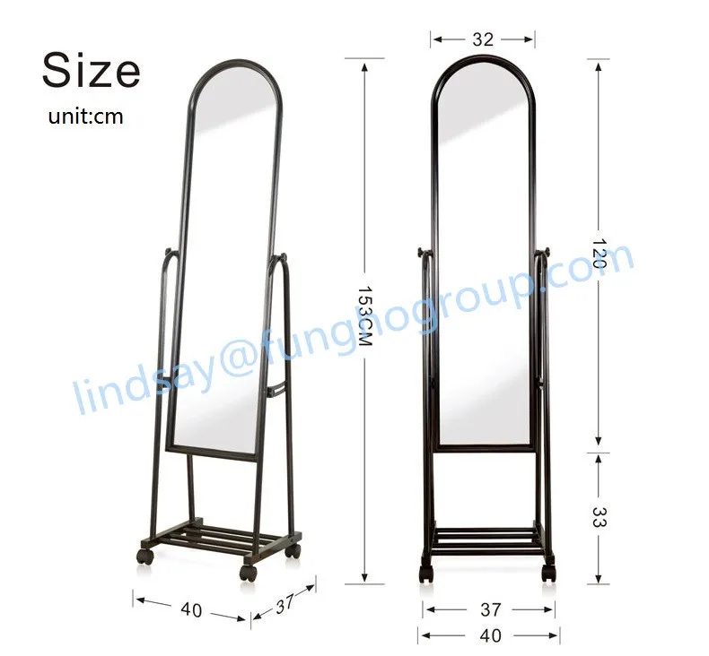 
New Modern Bath Home Floor Standing Dressing Mirror with wheel 