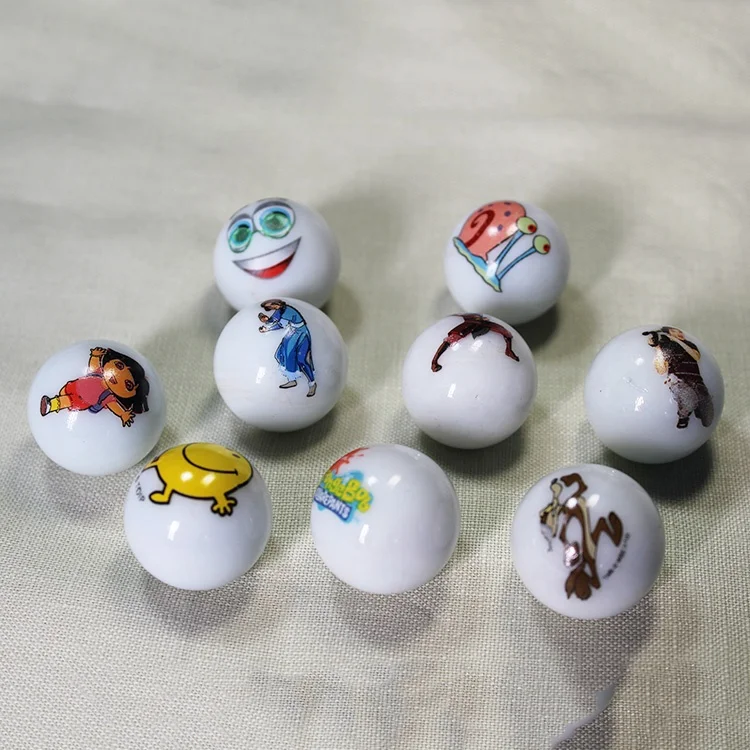 Custom wholesale playing big toy solid printed glass marbles balls