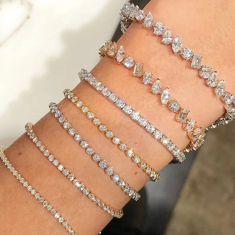 Messi Jewelry 925 Silver 14K Gold White Gold Custom Lab Grown Diamond Tennis Chain Necklace