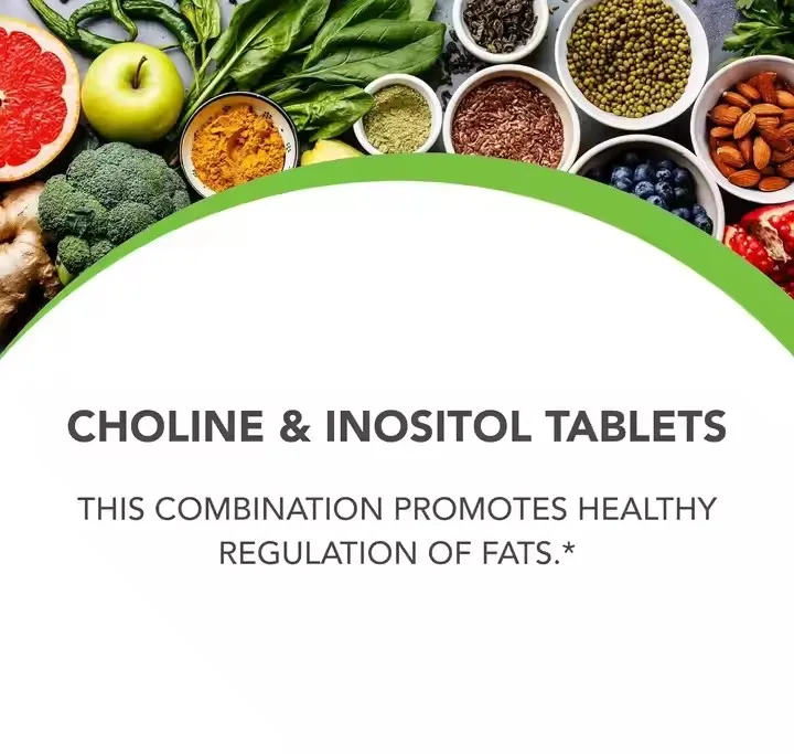 Private Label 500mg Choline Tartrate & 500mg Inositol Capsules 60 Vegan Tablets for Adults