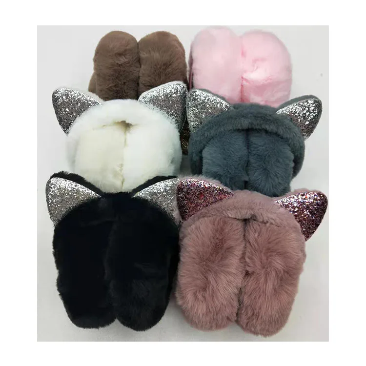 Girls Fashion Adjustable Hamburger Earmuffs Warm Fur Ear Warmer Ear Cover