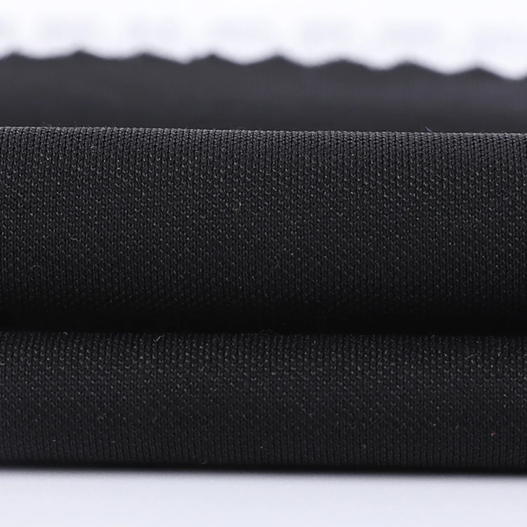 
Custom Black Double Faced Knitted Solids Cotton Interlock Fabric For Garment Trousers 