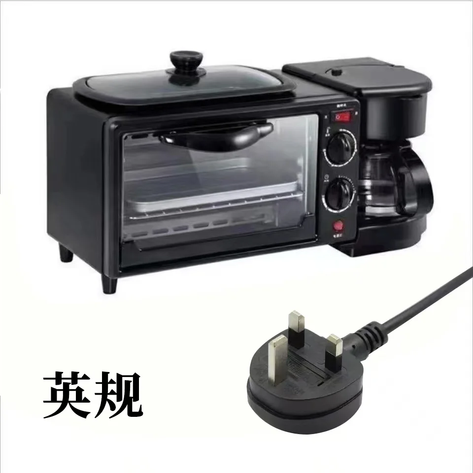Multifunction Breakfast Maker Plastic Black 3 in 1 coffee maker frying pan toaster oven