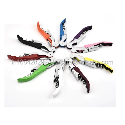 MULTICOLOR CORKSCREW BOTTLE OPENER AND FOIL CUTTER