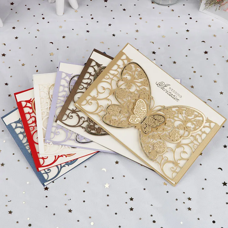 
blank insert customized names fancy invitation cards navy blue wedding invitation 