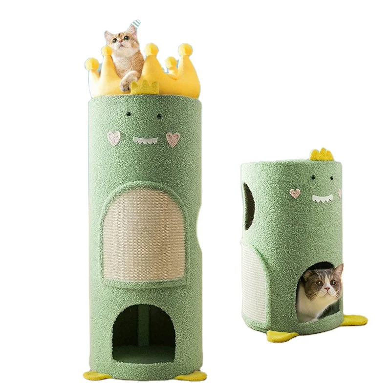 Wholesale Modern Pet Scratching Cardboard Cat House Sisal Luxury Barrel Shaped Pet House Cat Condo Tree Cat  Tree House