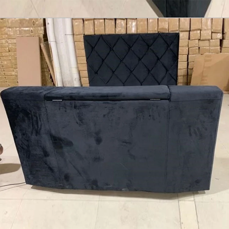 modern velvet leather under bed with crystal headboard remote tv lift european design bedroom furniture luxury bed with tv