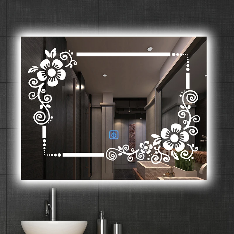 Modern Bathroom Wall Mounted Smart Cosmetic Led Mirror With Time Display